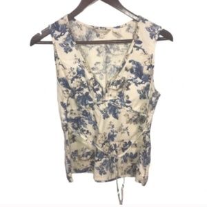 Women's Stetson Blue & Cream Floral Print Blouse